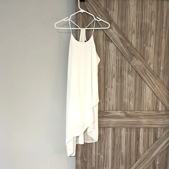 Asymmetrical gauzy white racer back dress - Picture 2 of 5